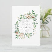 Save The Date Aquarelle Coton et Eucalyptus Verdure Feuille (Debout devant)