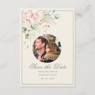 Save The Date Aquarelle couleur rose ivoire Photo Mariage floral