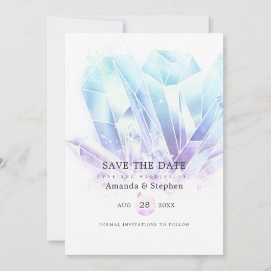 Save The Date Aquarelle Cristaux Mariage Enregistrer La Date (Devant)