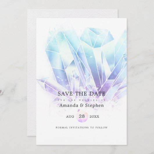 Save The Date Aquarelle Cristaux Mariage Enregistrer La Date (Devant / Derrière)