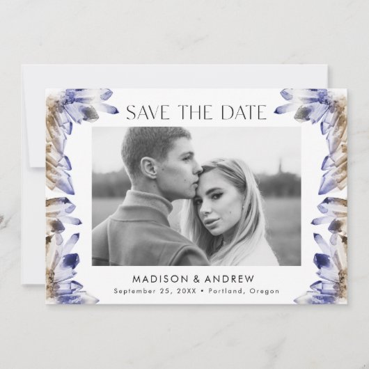 Save The Date Aquarelle Cristaux violet violet photo (Devant)