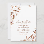 Save The Date Aquarelle d'automne Feuilles Brown Enregistrer la  (Devant)