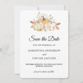 Save The Date Aquarelle d'automne moderne Citrouilles & Fleurs (Devant)