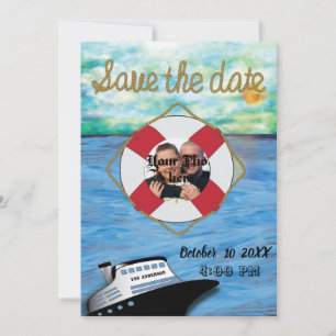Save The Date Aquarelle de bateau de croisière W/ Pic Enregistre