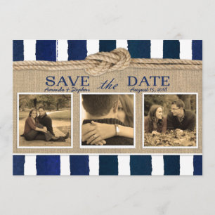 Save The Date Aquarelle de Burlap de noeud nautique Enregistrer 