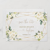 Save The Date Aquarelle de charme Bleu Floral Or Baptême (Devant / Derrière)