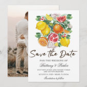 Save The Date Aquarelle de Citrus Mariage botanique Photo (Devant / Derrière)