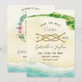 Save The Date Aquarelle de destination de plage tropicale (Devant / Derrière)