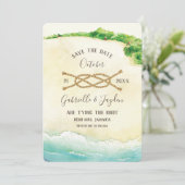 Save The Date Aquarelle de destination de plage tropicale (Debout devant)