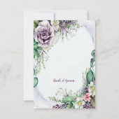 Save The Date Aquarelle de feuillage vert mariage violet (Dos)