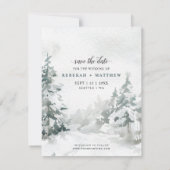 Save The Date Aquarelle de la forêt d'hiver | Photo Enregistrer  (Dos)