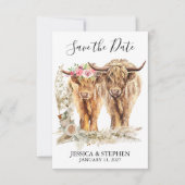 Save The Date Aquarelle de mariage vache des Highlands  (Devant)