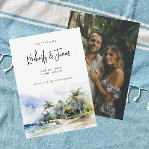 Save The Date Aquarelle de plage tropicale Destination Mariage