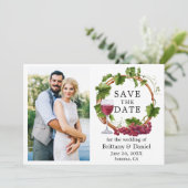 Save The Date Aquarelle de raisin Vins Vins Wreath Photo (Debout devant)
