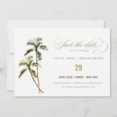 Save The Date Aquarelle de sable de plage de palmiers tropicaux (Devant)