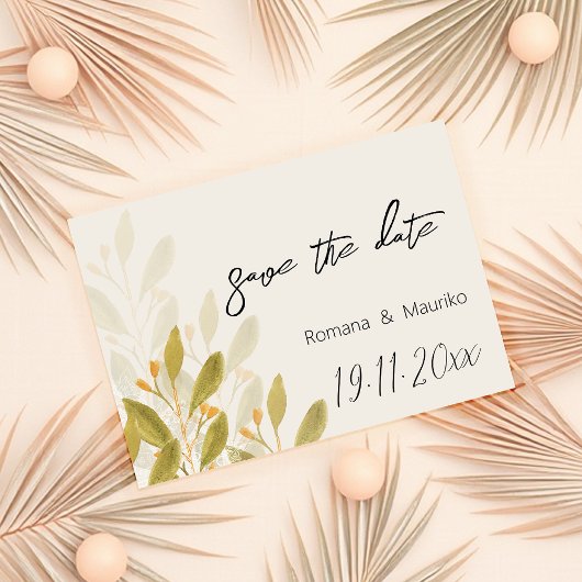 Save The Date Aquarelle de tee vert artistique peinte à la main