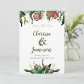 Save The Date Aquarelle de verdure tropicale Mariage Photo (Debout devant)