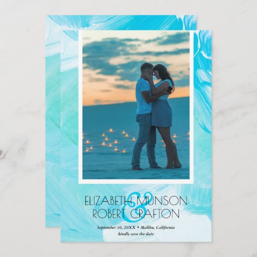 Save The Date Aquarelle décontractée photo mariage Enregistrer l (Devant / Derrière)