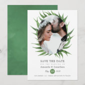 Save The Date Aquarelle Décoration de Mariage avec Feuillage de  (Devant / Derrière)