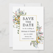 Save The Date Aquarelle Delicy Fleur sauvage Gold Sage Green (Devant)