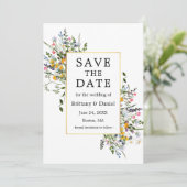 Save The Date Aquarelle Delicy Fleur sauvage Gold Sage Green (Debout devant)