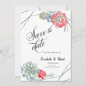 Save The Date Aquarelle Desert Red Succulents Enregistrer la dat (Devant)