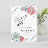 Save The Date Aquarelle Desert Red Succulents Enregistrer la dat (Debout devant)