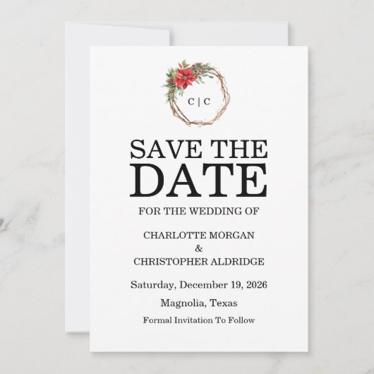 Save The Date Aquarelle d'hiver de Noël (Devant)