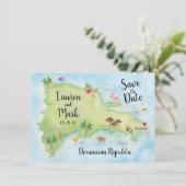Save The Date Aquarelle Domincan Republic Map Enregistrer la dat (Debout devant)
