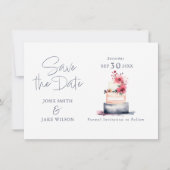 Save The Date Aquarelle douce gâteau mariage pastel enregistrer  (Devant)