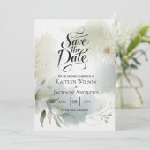 Save The Date Aquarelle douce Mariage vert Sage (Debout devant)