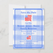 Save The Date Aquarelle Drapeau USA Vérification Bleue SAUVEGARD (Devant)
