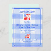 Save The Date Aquarelle Drapeau USA Vérification Bleue SAUVEGARD (Devant / Derrière)