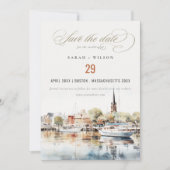 Save The Date Aquarelle du Maryland d'Annapolis Mariage Photo (Devant)