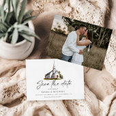 Save The Date Aquarelle Eglise Lieu illustration Mariage
