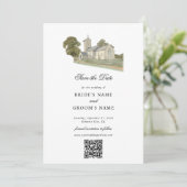 Save The Date Aquarelle Eglise traditionnelle Monogramme Mariage (Debout devant)