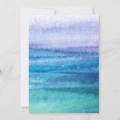 Save The Date Aquarelle élégante bleu océan et violet (Dos)