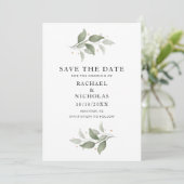 Save The Date Aquarelle Elégante Botanique Mariage de verdure (Debout devant)