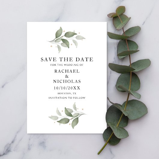 Save The Date Aquarelle Elégante Botanique Mariage de verdure