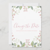 Save The Date Aquarelle élégante rose et verte (Devant)