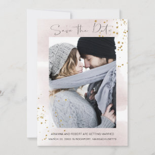 Save The Date Aquarelle en or clair - photo minimaliste