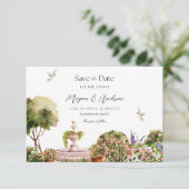 Save The Date Aquarelle esthétique jardin mariage de printemps (Debout devant)