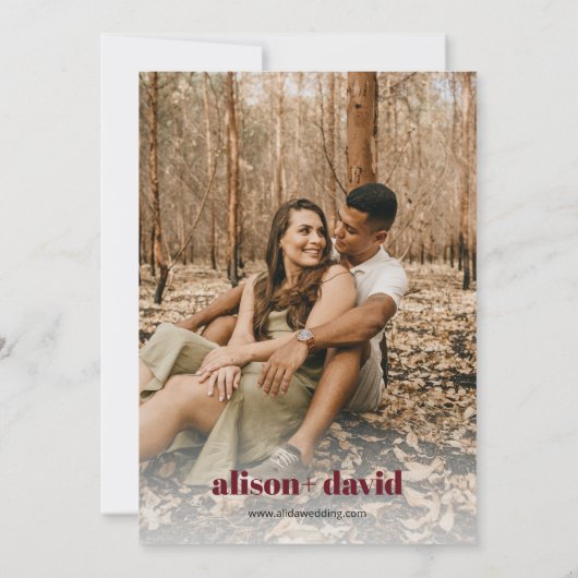 Save The Date Aquarelle et branche Japandi photo Enregistrer (Dos)