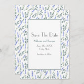 Save The Date Aquarelle et Lavender Eucalyptus Motif (Devant / Derrière)