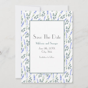 Save The Date Aquarelle et Lavender Eucalyptus Motif