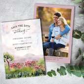 Save The Date Aquarelle et photo verticale de la prairie de camp