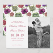 Save The Date Aquarelle | Eucalyptus & Anemone - Enregistrer la  (Devant / Derrière)