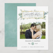 Save The Date Aquarelle Eucalyptus Géométrique Mariage (Devant / Derrière)