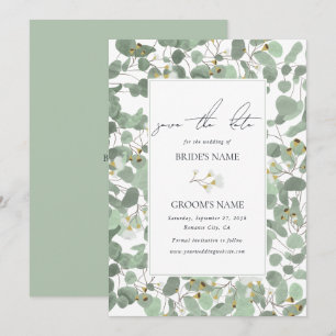 Save The Date Aquarelle Eucalyptus Mariage de fleurs vertes