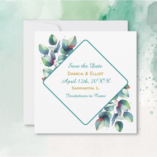 Save The Date Aquarelle Eucalyptus Mariage de verdure botanique